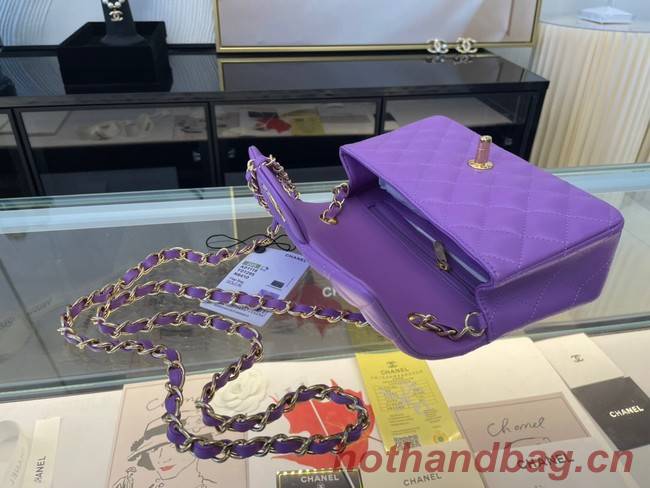 Chanel Classic Flap Bag Original Sheepskin Leather A1116 Purple&Gold-Tone Metal