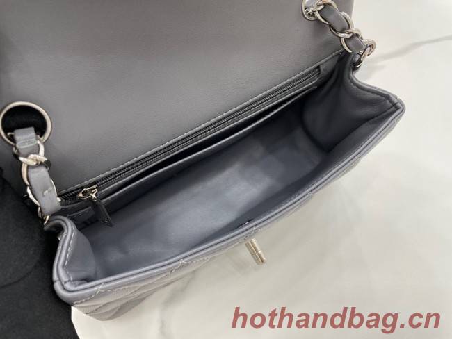 Chanel Classic Flap Bag Original Sheepskin Leather A1116 dark gray&silver-Tone Metal