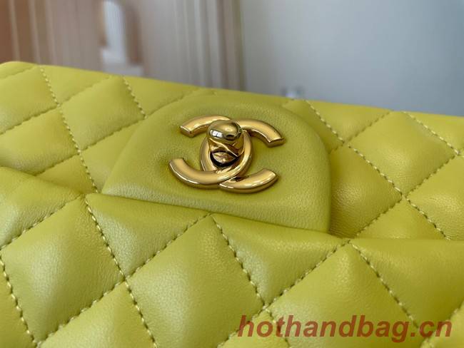 Chanel Classic Flap Bag Original Sheepskin Leather A1116 lemon&Gold-Tone Metal