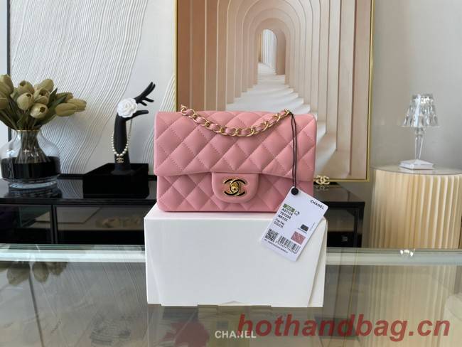 Chanel mini Classic Flap Bag Original Sheepskin Leather A1116 pink&Gold-Tone Metal