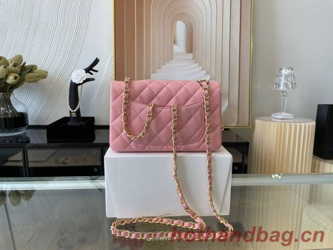 Chanel mini Classic Flap Bag Original Sheepskin Leather A1116 pink&Gold-Tone Metal