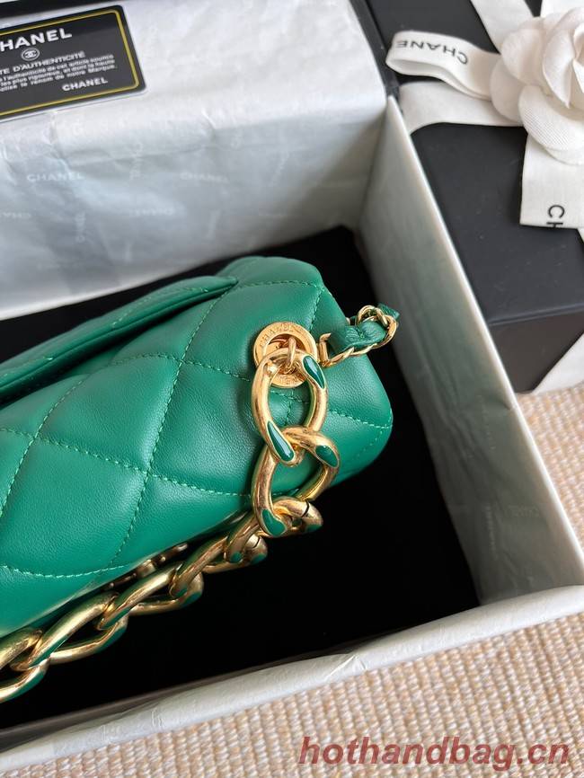 Chanel FLAP BAG Lambskin & Gold-Tone Metal AS3366 green