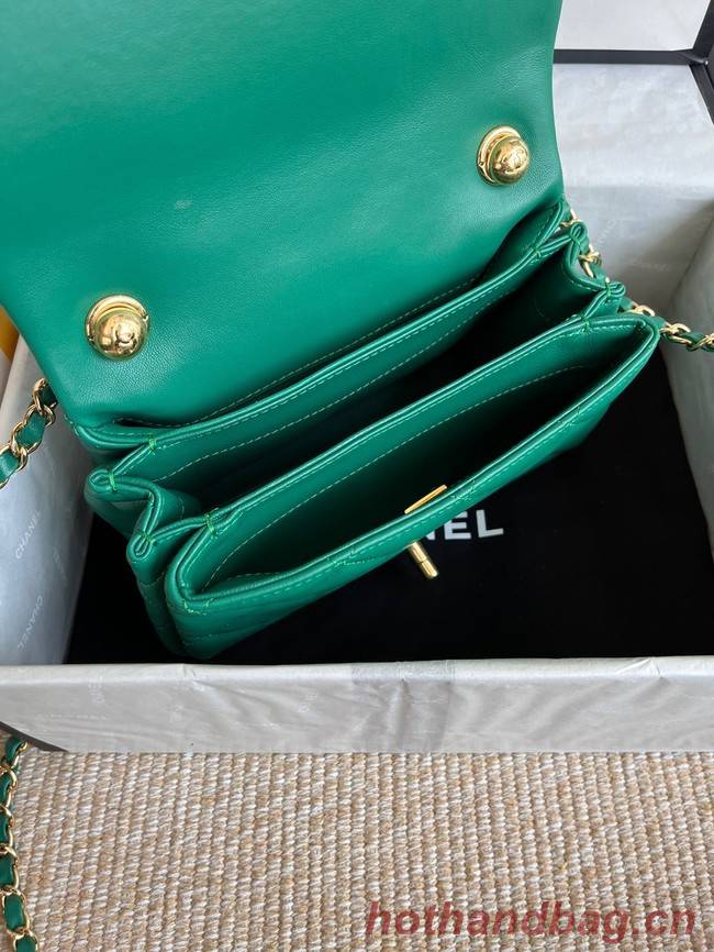 Chanel FLAP BAG Lambskin & Gold-Tone Metal AS3366 green
