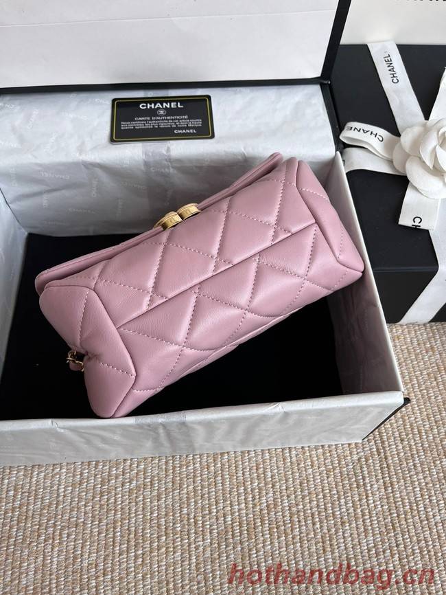 Chanel FLAP BAG Lambskin & Gold-Tone Metal AS3366 pink