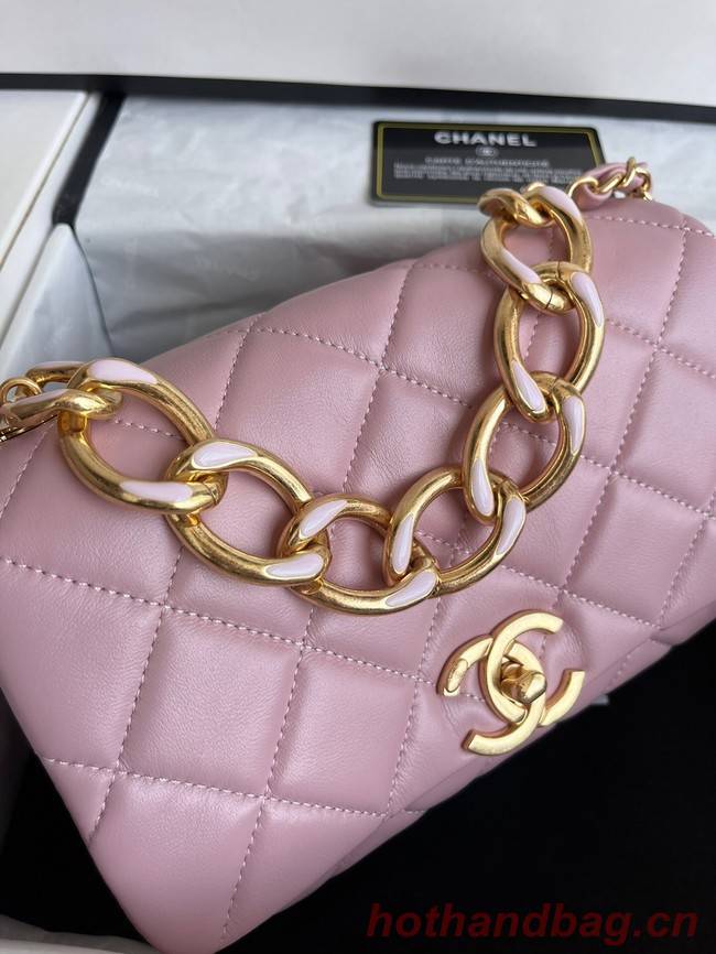 Chanel FLAP BAG Lambskin & Gold-Tone Metal AS3366 pink