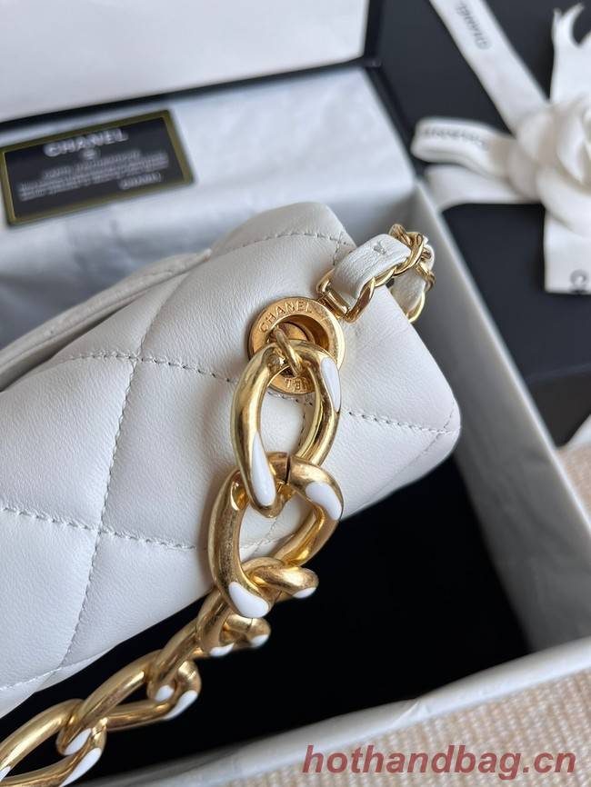 Chanel FLAP BAG Lambskin & Gold-Tone Metal AS3366 white