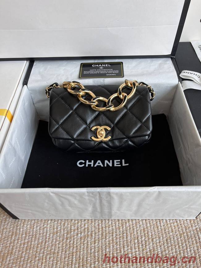 Chanel FLAP BAG Lambskin & Gold-Tone Metal AS3375 black