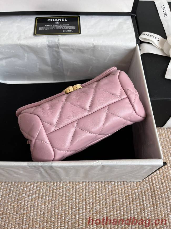 Chanel FLAP BAG Lambskin & Gold-Tone Metal AS3375 pink