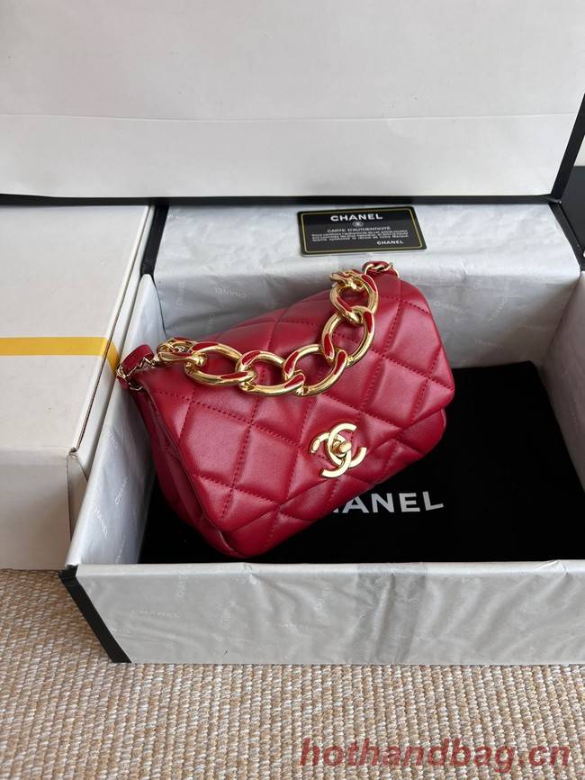 Chanel FLAP BAG Lambskin & Gold-Tone Metal AS3375 red