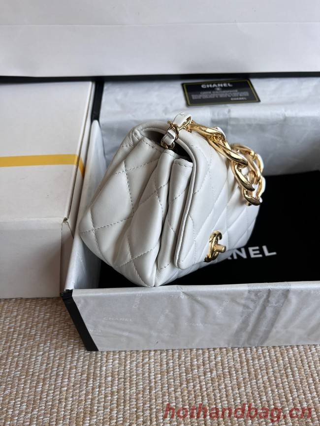 Chanel FLAP BAG Lambskin & Gold-Tone Metal AS3375 white