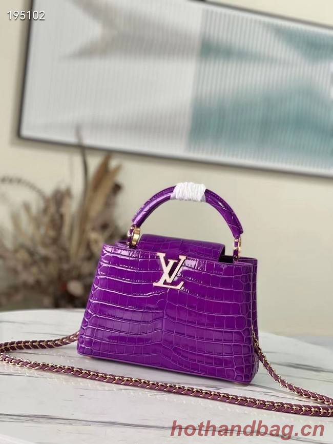 Louis Vuitton crocodile skin CAPUCINES BB M48865 purple