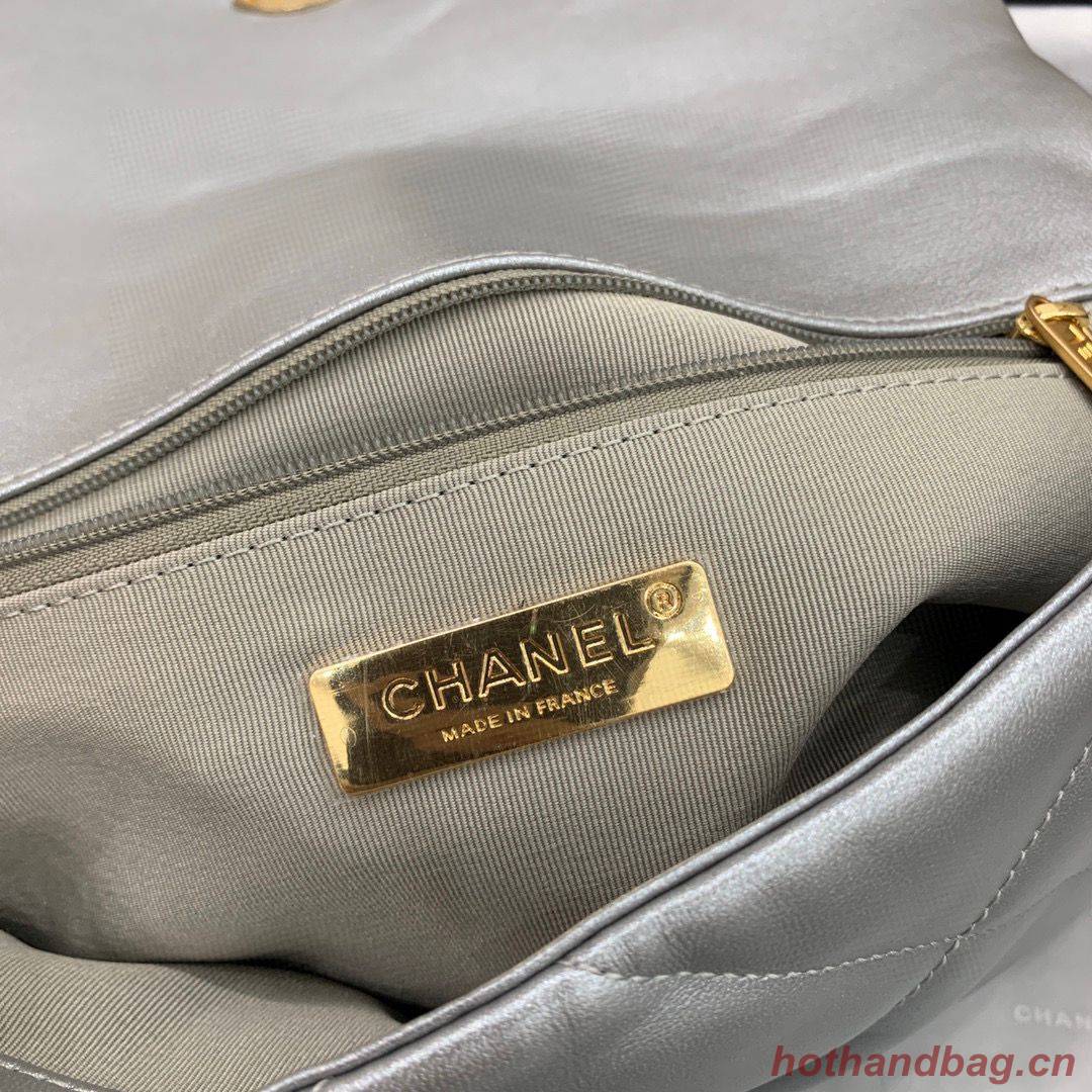 CHANEL Original Lambskin 19 Flap Bag AS1160 AS1161 Silver