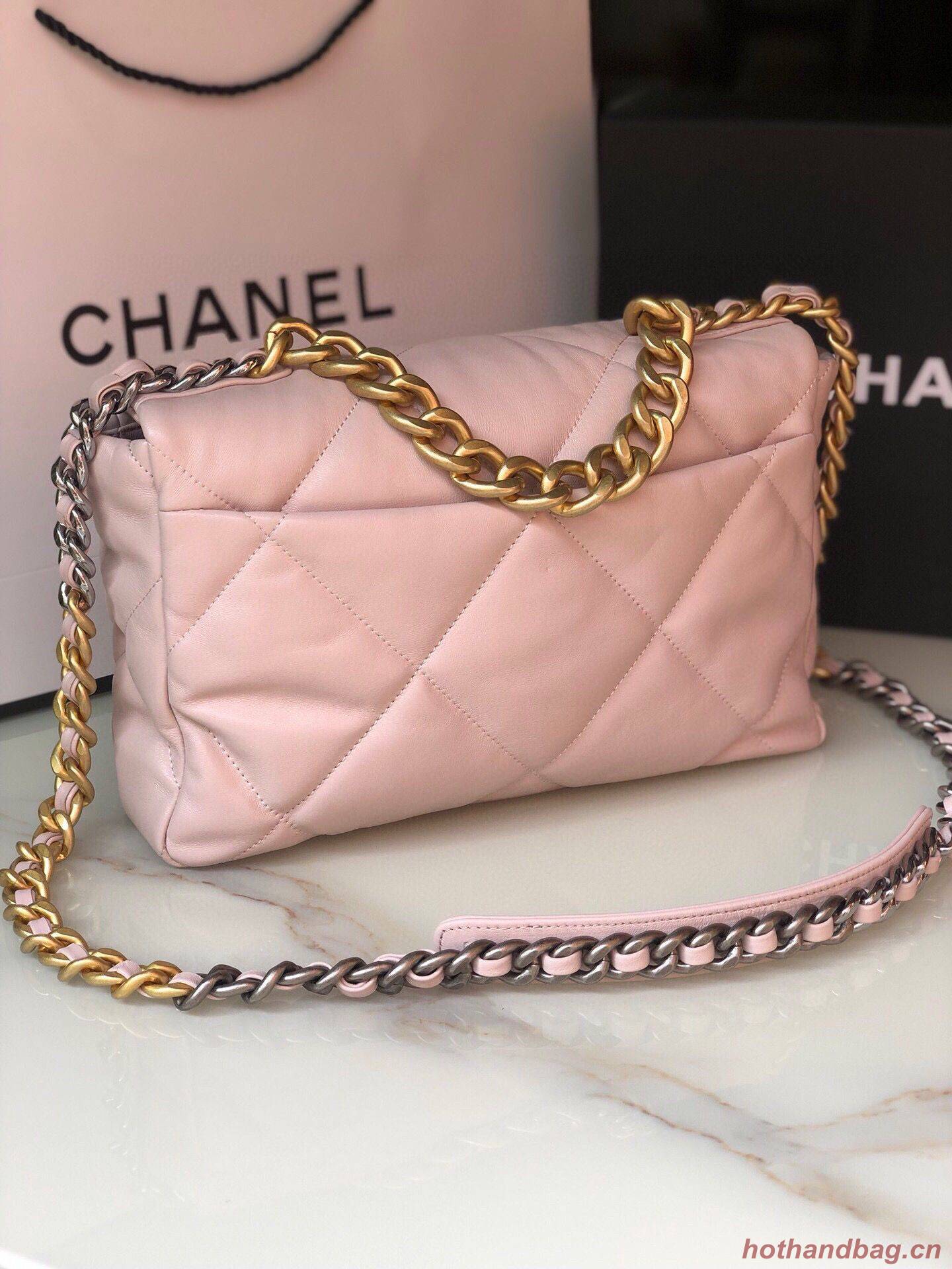 CHANEL Original Lambskin 19 Flap Bag AS1160 AS1161 light Pink