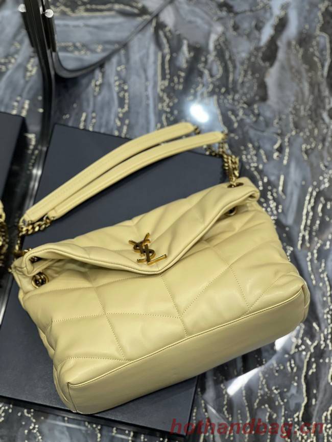 Yves Saint Laurent LOULOU PUFFER MEDIUM BAG IN QUILTED CRINKLED MATTE LEATHER Y577475 yellow