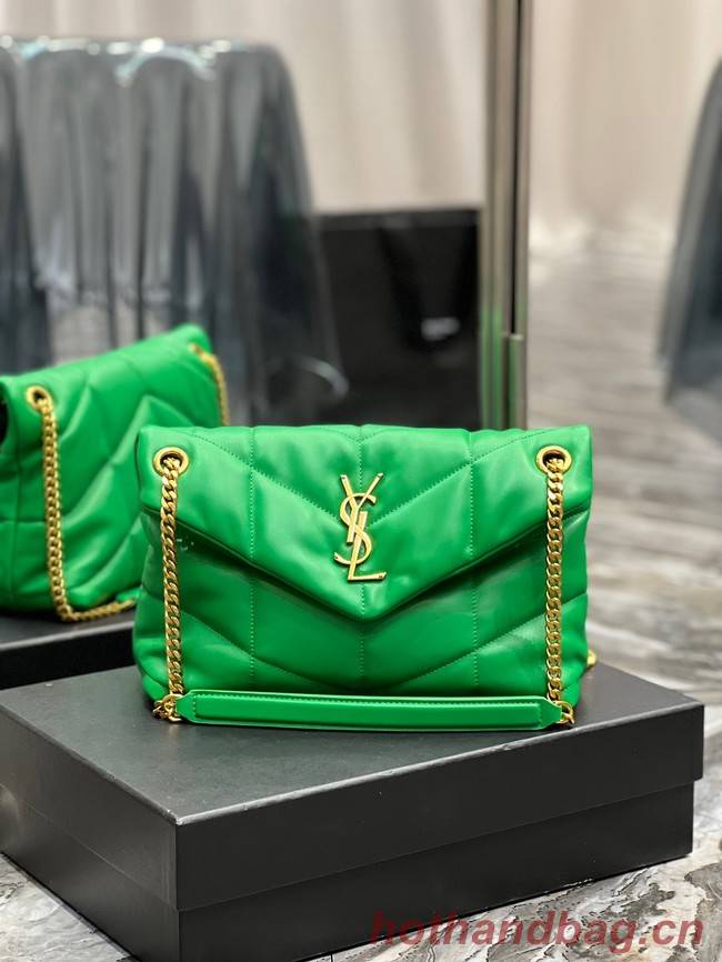 Yves Saint Laurent PUFFER SMALL CHAIN BAG IN QUILTED LAMBSKIN 5774761 EMERALD GREEN