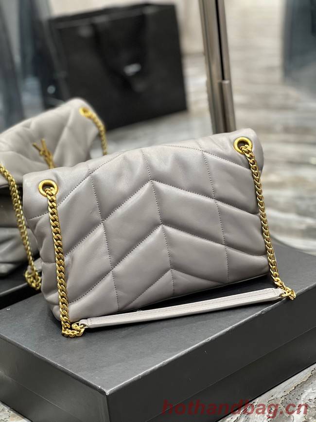 Yves Saint Laurent PUFFER SMALL CHAIN BAG IN QUILTED LAMBSKIN 5774761 gray