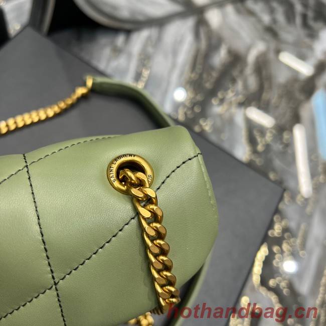 Yves Saint Laurent PUFFER SMALL CHAIN BAG IN QUILTED LAMBSKIN 620333 LIGHT GREEN