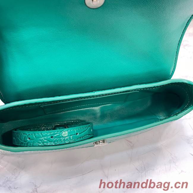 Balenciaga LINDSAY CROCODILE EMBOSSED SMALL SHOULDER BAG WITH STRAP 6009 green