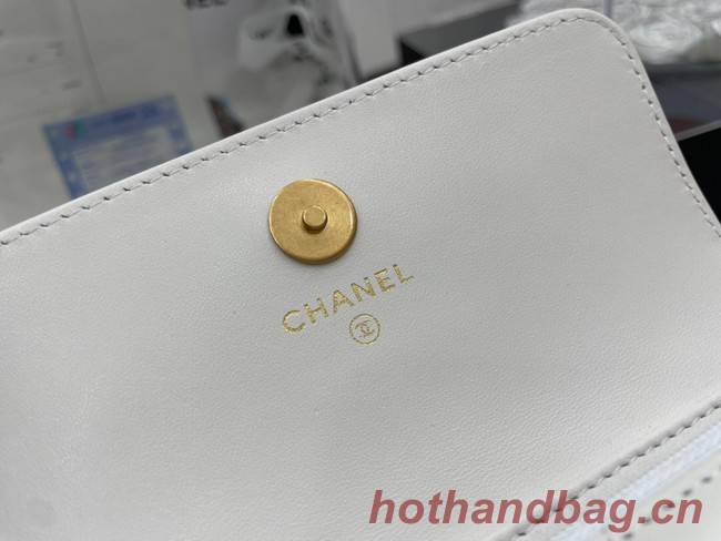 Chanel mini FLAP BAG Lambskin & Gold-Tone Metal A68098 white
