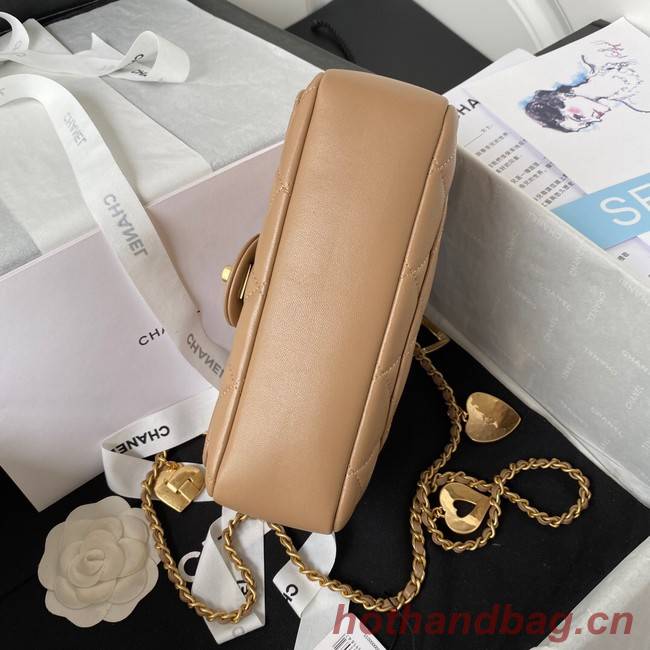 Chanel MINI FLAP BAG Lambskin & Gold-Tone Metal AS3457 apricot