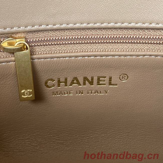 Chanel MINI FLAP BAG Lambskin & Gold-Tone Metal AS3457 apricot