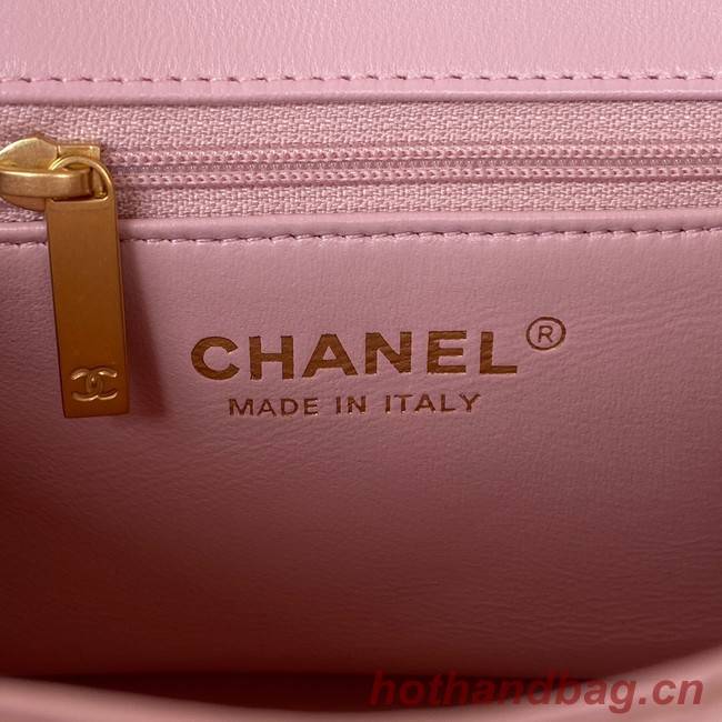 Chanel MINI FLAP BAG Lambskin & Gold-Tone Metal AS3457 pink