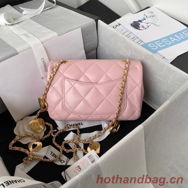 Chanel MINI FLAP BAG Lambskin & Gold-Tone Metal AS3457 pink
