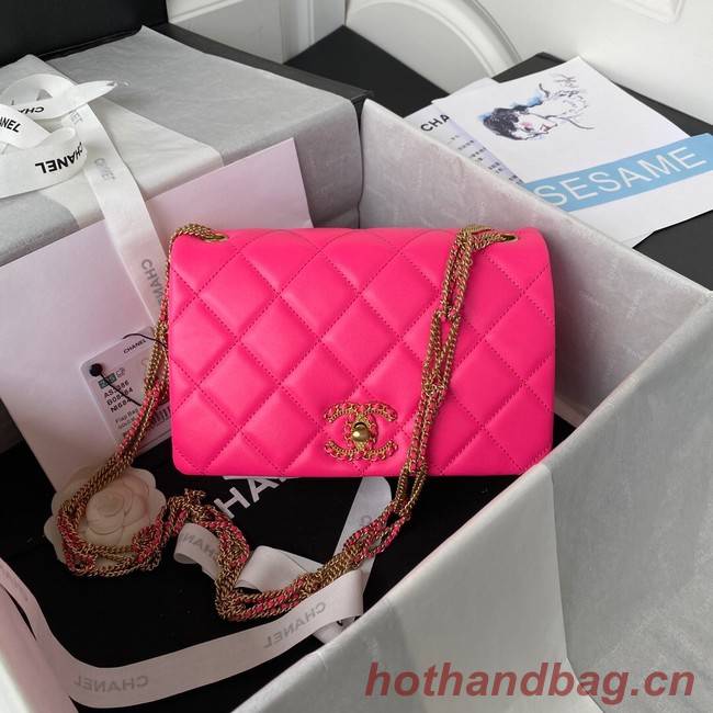Chanel small FLAP BAG Lambskin & Gold-Tone Metal AS3386 pink