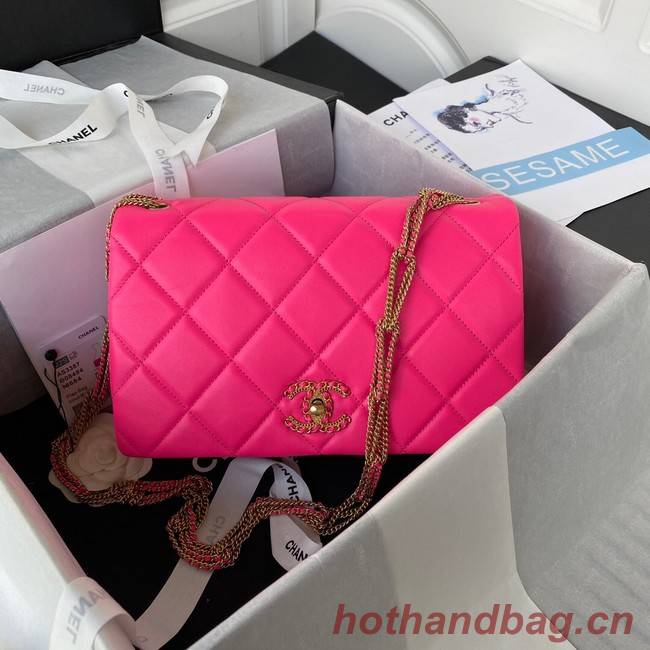 Chanel small FLAP BAG Lambskin & Gold-Tone Metal AS3387 pink
