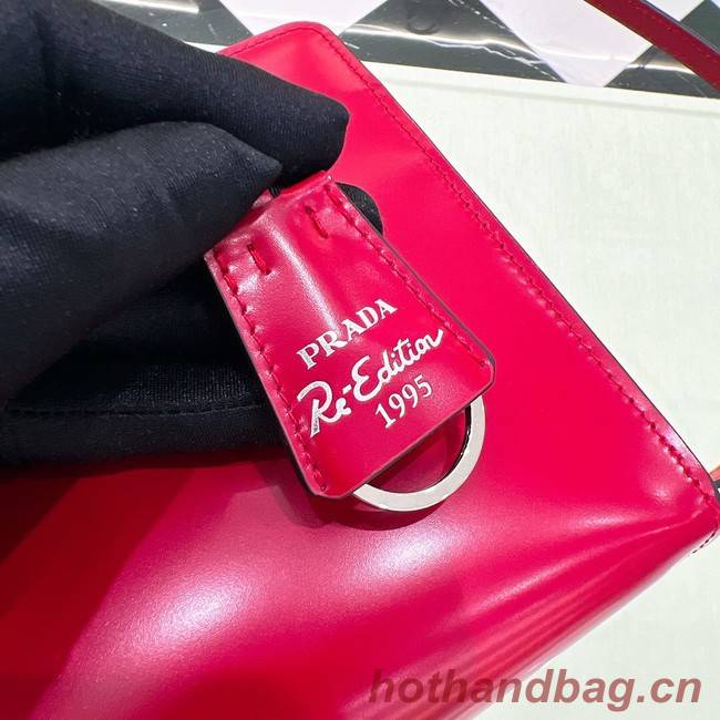 Prada Re-Edition 1995 brushed-leather small shoulder bag 1BA357 red