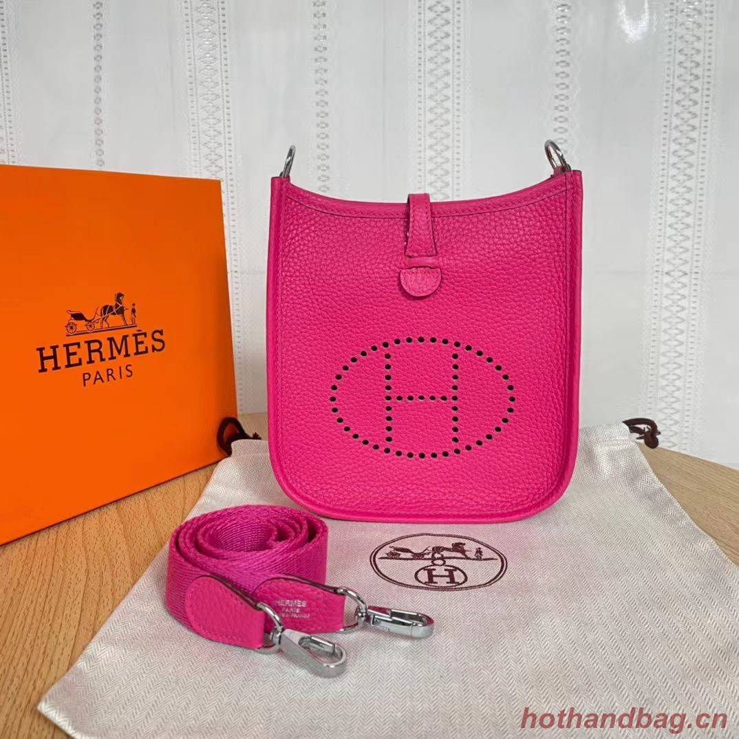 Hermes Evelyne original togo leather mini Shoulder Bag H15698 hot pink