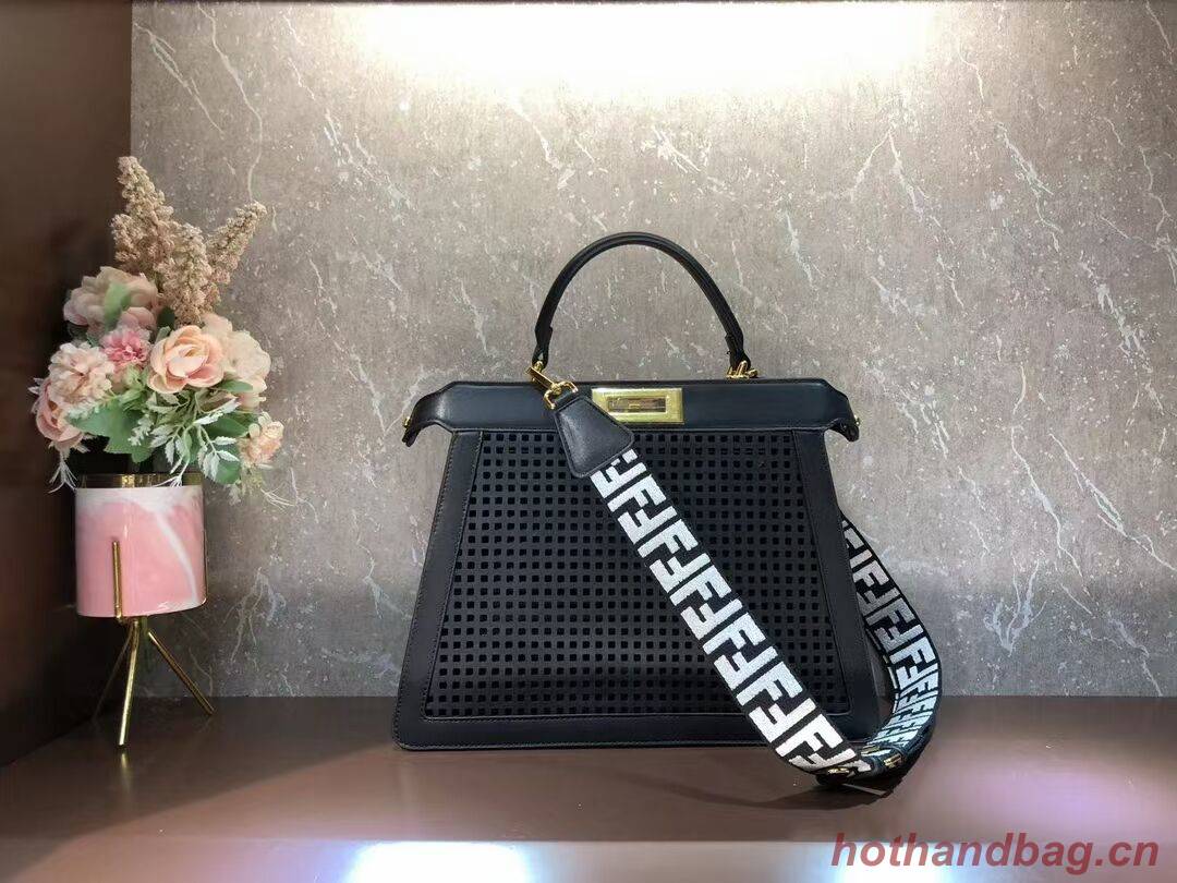 Fendi Peekaboo ISeeU perforated leather bag F1658 black