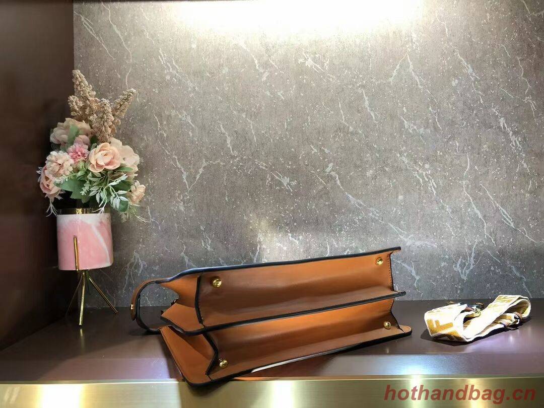 Fendi Peekaboo ISeeU perforated leather bag F1658 brown