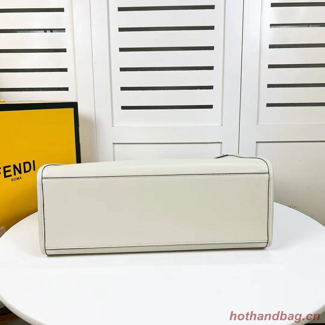 Fendi Sunshine Medium Fendace Printedleather Logo shopper F0873 white