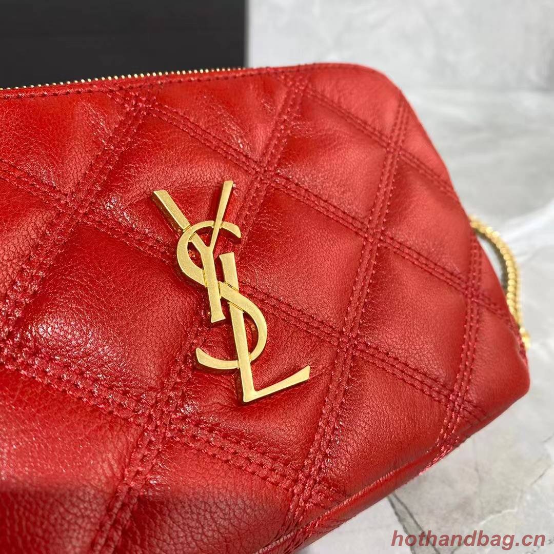 SAINT LAURENT MONOGRAM CHAIN WALLET IN LEATHER 655941 red