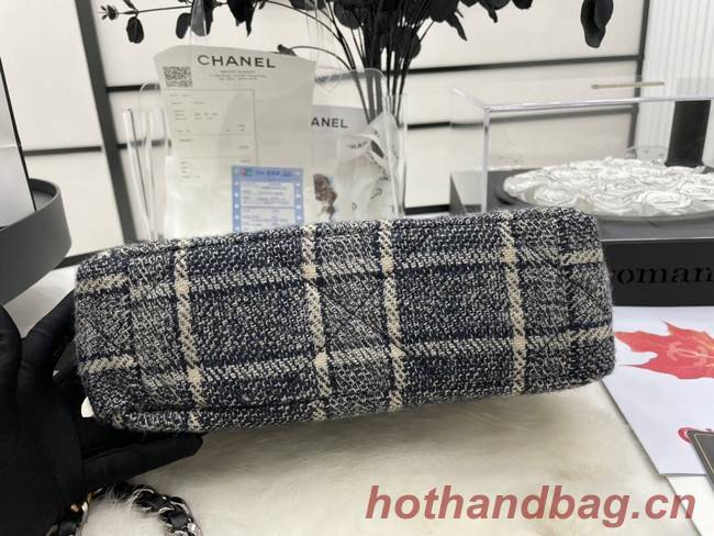CHANEL 19 Flap Bag Wool Tweed & gold-Finish Metal AS1160 gray