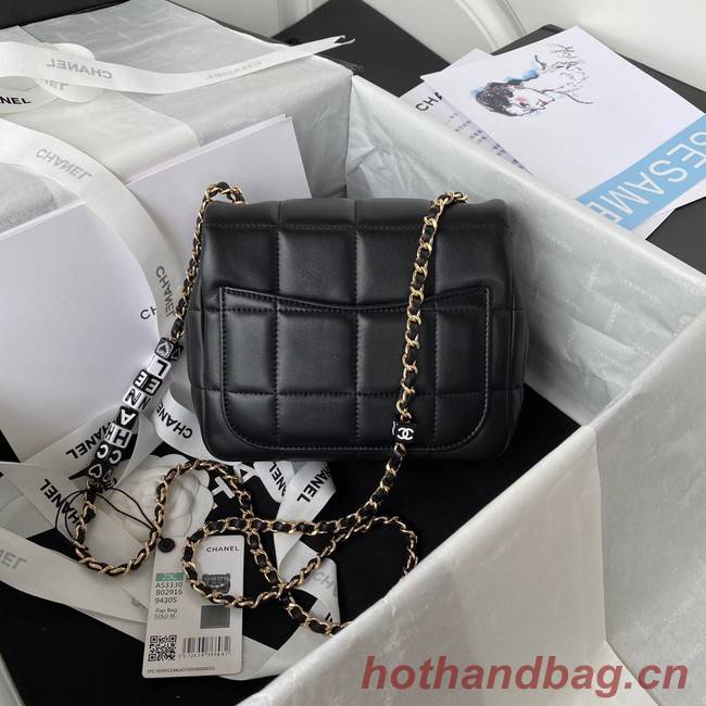 Chanel SMALL FLAP BAG Lambskin Resin & Gold-Tone Metal AS3330 black