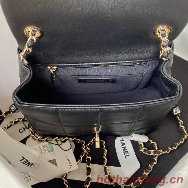 Chanel SMALL FLAP BAG Lambskin Resin & Gold-Tone Metal AS3330 black