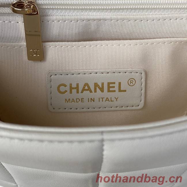 Chanel SMALL FLAP BAG Lambskin Resin & Gold-Tone Metal AS3330 white