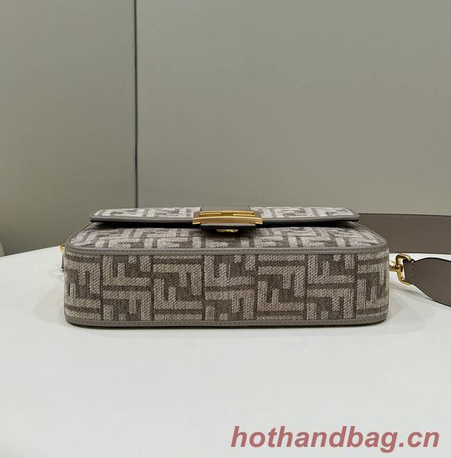 Fendi Baguette Dove gray FF tapestry fabric bag 8BS010A
