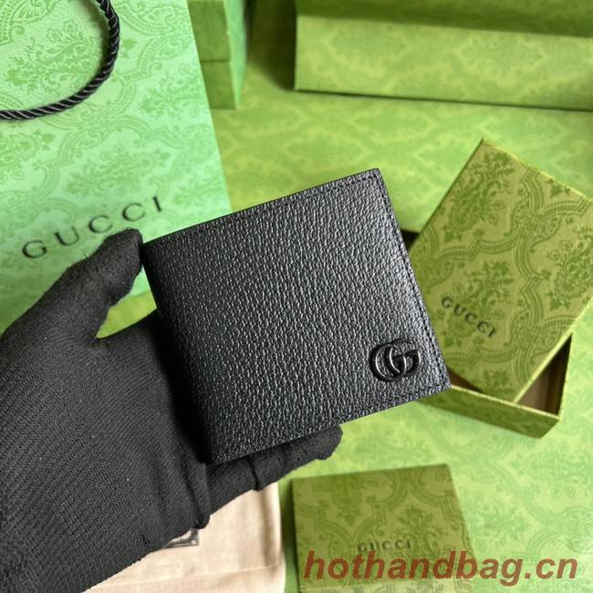 Gucci GG Marmont leather bi-fold wallet 428726 black&Tonal resin hardware