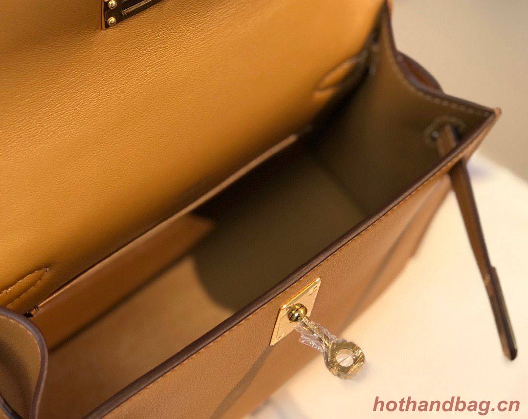 Hermes original swift leather mini Kelly K22CM H23560 Brown