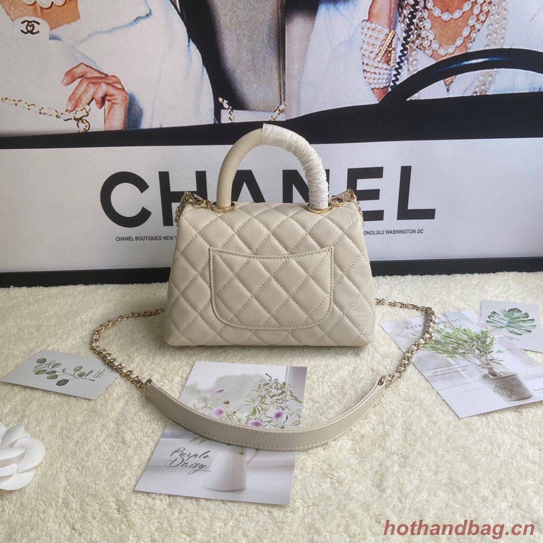 chanel mini flap bag with top handle AS2215 cream