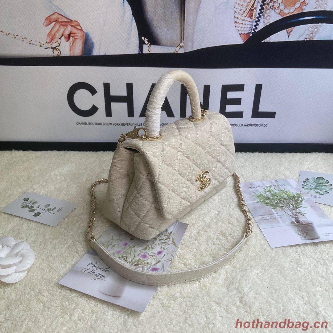 chanel mini flap bag with top handle AS2215 cream