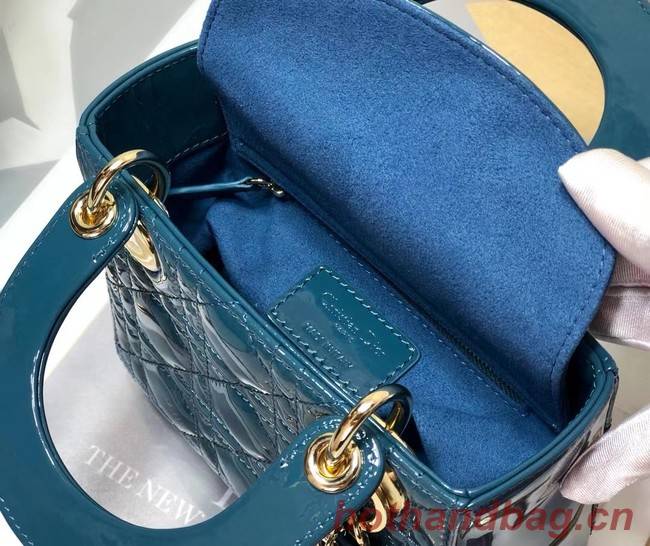 MINI LADY DIOR BAG Patent Cannage Calfskin M0505O Blue