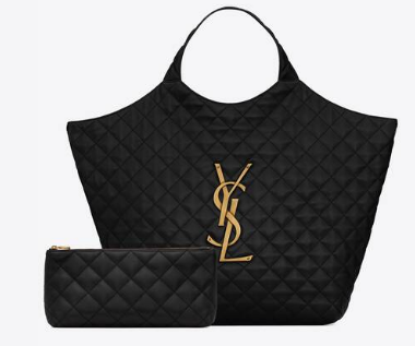 Yves Saint Laurent ICARE MAXI SHOPPING BAG IN QUILTED LAMBSKIN 698651 Black