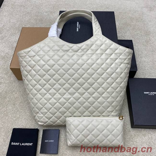 Yves Saint Laurent ICARE MAXI SHOPPING BAG IN QUILTED LAMBSKIN 698651 white