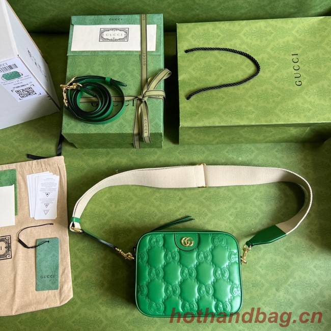 Gucci GG Matelasse leather shoulder bag 702234 Bright green