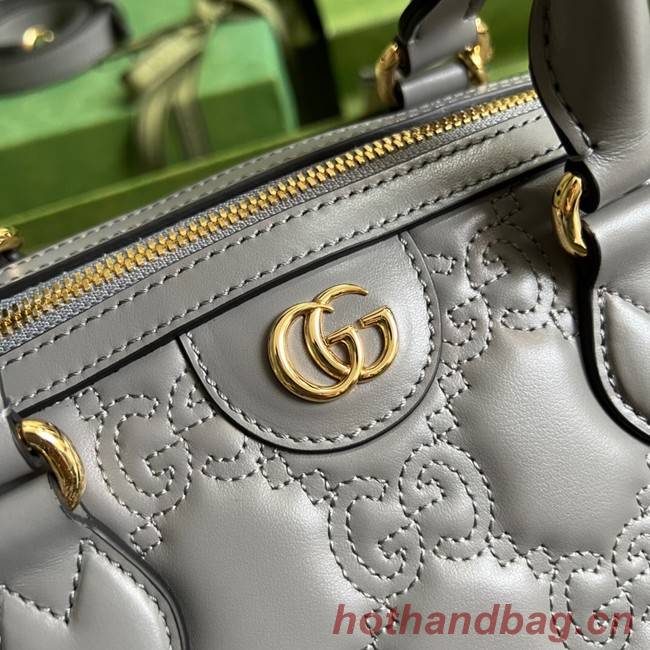 Gucci GG Matelasse leather top handle bag 702242 Dusty grey