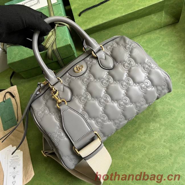 Gucci GG Matelasse leather top handle bag 702242 Dusty grey
